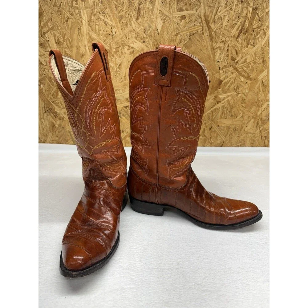 Vintage Y2K Francotirador Men’s Boots Genuine Anguila Eel Skin Cognac Sz 10 1/2